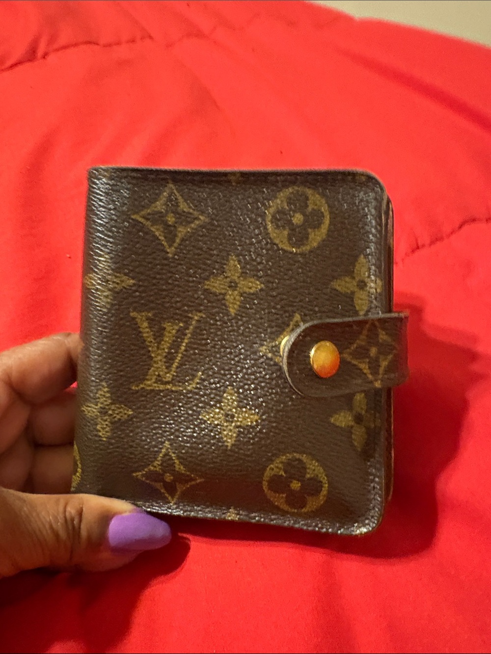 Louis Vuitton Monogram Snap Compact Wallet in Brown and Gold